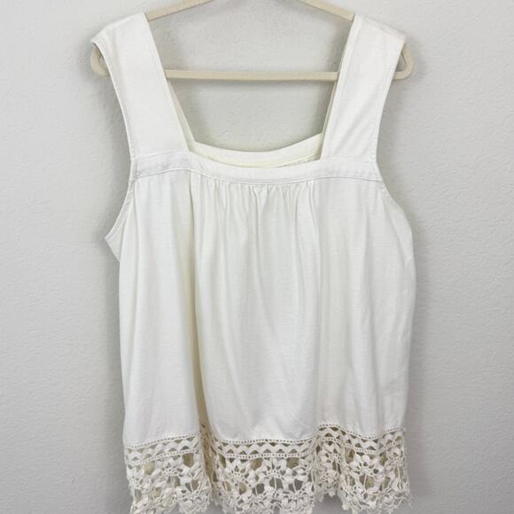 Anthropologie Tops - Anthropologie Womens Arabella Eyelet Top Size XL 100% Cotton Floral Lace White
